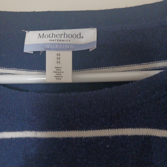 Motherhood Maternity Navy and White Striped Nursing Sweater - Picture 3 of 4
